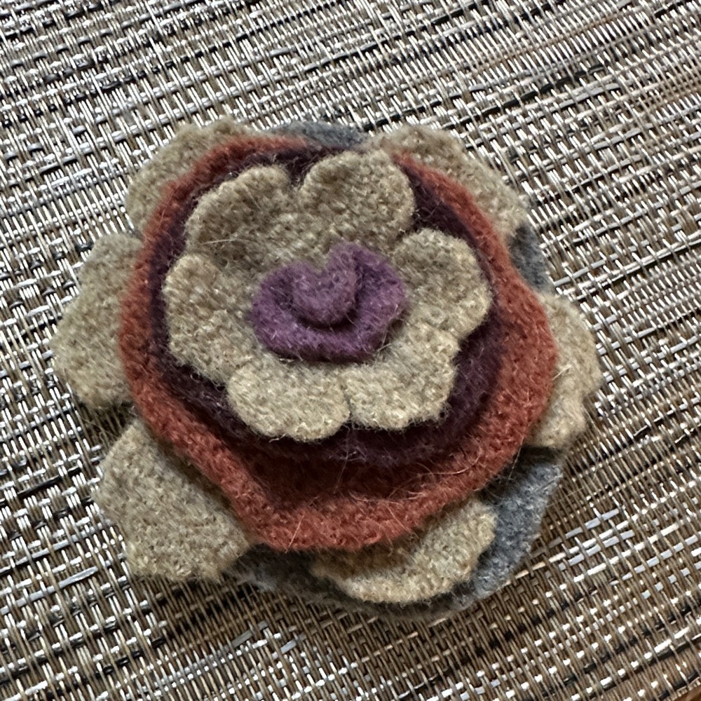 Handcrafted Wool Flower Brooch